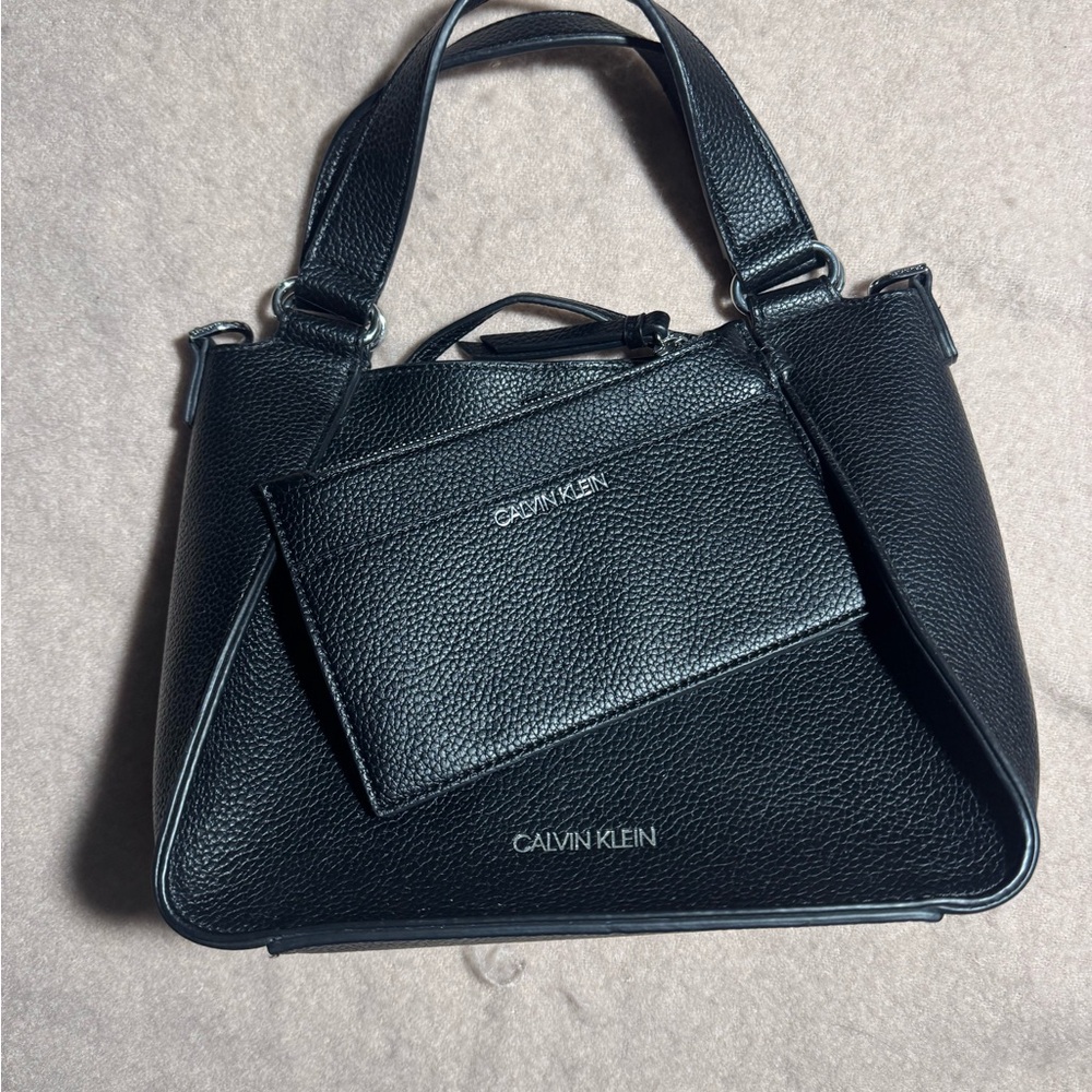 Calvin Klein Black Satchel and Pouch Set